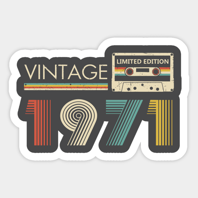 Vintage 1971 Limited Edition Cassette Sticker by louismcfarland